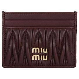 Miu Miu Tarjetero de cuero Materasse Afpp Roja