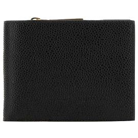 Thom Browne Carteira de moedas com zíper em couro pebble grain Preto