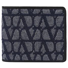 Valentino Garavani Denim Twill Ekonograph Wallet Blue