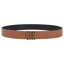 Loewe Cinto Anagram reversível em couro de bezerro liso Marrom