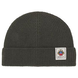 Bally Logo Patch Beanie Green