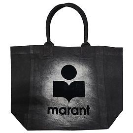 Isabel Marant Bolsa de compras bordada com logo Yenky preto desbotado Preto
