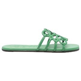 Loewe Slide Anagrama Pétala em Couro Macio de Bezerro Pétala Verde