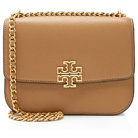 Borsa a spalla piccola Britten in pelle Tory Burch Marrone
