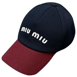 Miu Miu Baseballcap aus Drill mit gesticktem Logo in Blau Bordeaux Blau