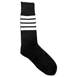 Thom Browne Three Stripes Lightweight Cotton Mid-calf Socks Black