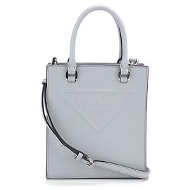 Prada Mini Triangle Logo Tote Bag Blue
