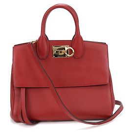 Bolsa tote de couro de bezerro vermelho Salvatore Ferragamo Vermelho