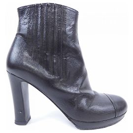 Prada Lederstiefel Schwarz