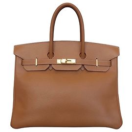 Bolsa Hermès Birkin em Ardennes marrom com hardware dourado 35 Marrom