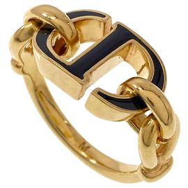 Anello con logo CD 30 Montaigne Christian Dior Nero D'oro