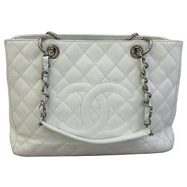 Chanel Grand Shopping Tote couro caviar branco Branco