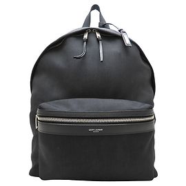 Yves Saint Laurent Black Canvas and Leather Backpack Black