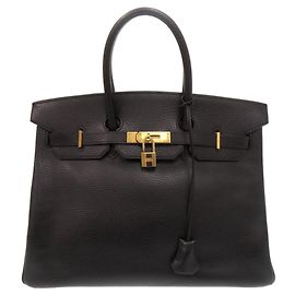 Hermès Hermes Birkin 35 Handbag in Black Ardennes Leather Black