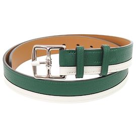 Cinto bicolor de couro Etrivière da Hermès Branco Verde