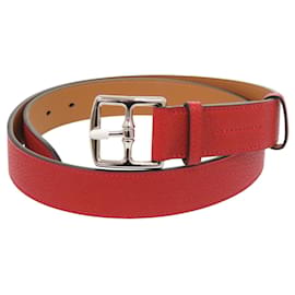 Cinturón de cuero Etrivière de Hermès Plata Roja