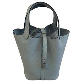 Hermès Picotin Lock 18 em couro Bleu Glacier com paládio Azul