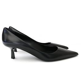 Prada Mid Heel spitze Pumps aus schwarzem Leder Schwarz