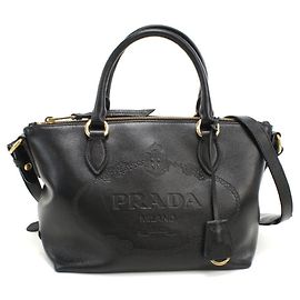 Prada Black Leather Handbag Black