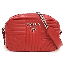 Prada Red Leather Shoulder Bag Red