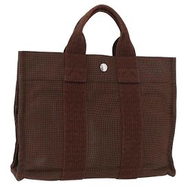 Hermès HERMES Sac à main Her Line PM Toile Marron Argent Auth 175534 Marron Argenté