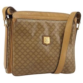Céline Bolsa de Ombro em Lona Macadam CELINE PVC Bege Ouro Auth YKZ1105 Bege Dourado