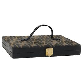FENDI Zucca Canvas Clutch Tasche Schwarz Braun Auth 164495A Braun Schwarz