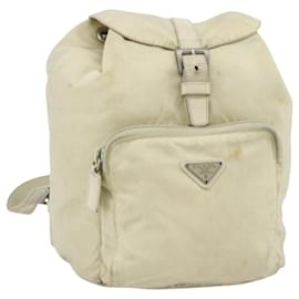 PRADA Backpack Nylon Ivory Silver Auth 175828 Silvery Cream