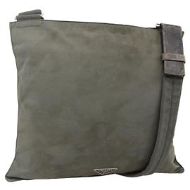 PRADA Shoulder Bag Nylon Gray Silver Auth 175700 Brown Silvery