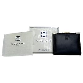 Vintage Givenchy Lederlogo Geldbörse Schwarz Schwarz