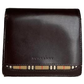 Vintage Burberry Leather Wallet Brown Brown