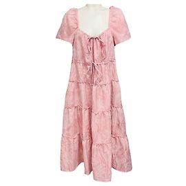 Ganni Pink Layer Midi Dress Pink
