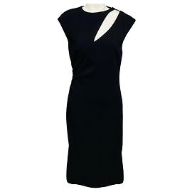 Robe midi en crêpe de laine noire avec découpes Emilio Pucci Noir