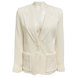 Blazer de punto de algodón marfil Fendi Beige