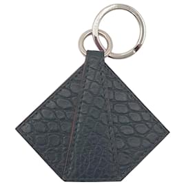 Hermès Petit H Alligator Keyring, dark green Black Dark green