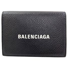 Billetera de cuero plegable Balenciaga Negro