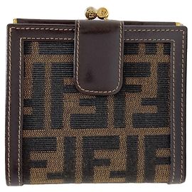 Fendi Zucca Pattern Bi-fold Wallet Brown