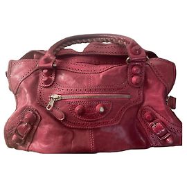 Balenciaga pink leather handbag Red