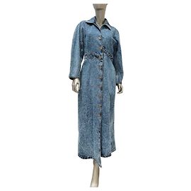 Alaïa Blue Faded Denim Asymmetric Trench Coat Sz 42 Pre-owned Other