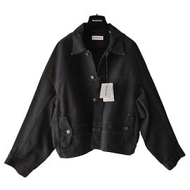 BALENCIAGA UPSIDE DOWN OVERSIZE DENIM JACKET. Black Dark grey