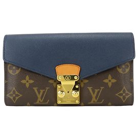 Cartera Pallas M64092 Larga de Louis Vuitton Castaño Azul marino Monograma