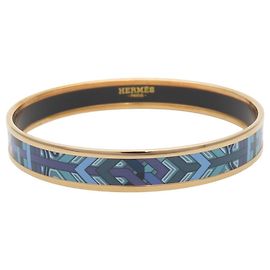 Pulsera de esmalte cloisonné Hermès Azul Dorado Púrpura