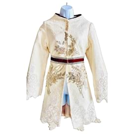 Autre Marque Luxury embroidered coat Minerva Díaz Cream