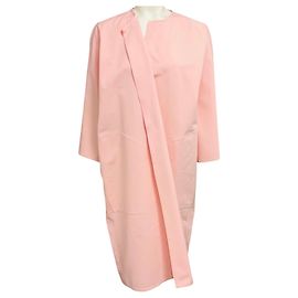 Sofie D'Hoore Light Pink Cotton Canvas Mid-Length Open Front Coat Pink