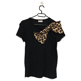 Red Valentino Statement Leopard Bow Top Black Leopard print