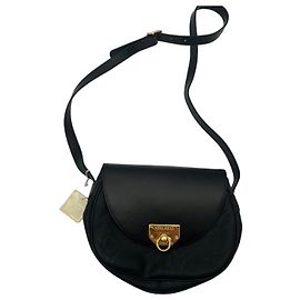 Nina Ricci Black Leather and Monogram Shoulder Bag Black