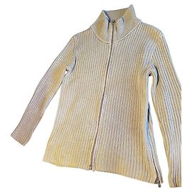 Autre Marque Beige geripptes Strickweste mit Reißverschluss Beige