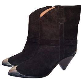 Bottines Lamsy en daim noir Isabel Marant Noir