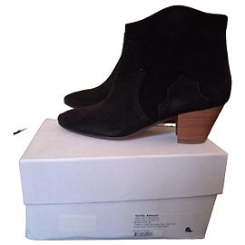 Bottines Isabel Marant Dicker en daim noir Noir