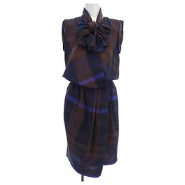 Hermès Hermes Kleid 34 Braun Schwarz Lila